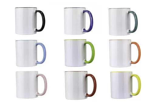 White Mug With Coloured Handle & Rim
